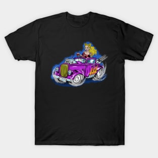 Hot Rod Driving Pin Up Girl T-Shirt